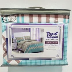 100G FULL SIZE PRINTED CHECK BED SHEET 4-PIECE SET 8PC/CS